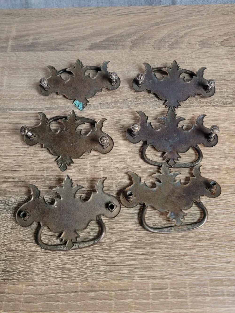 Antique Brass Drawer Pulls - Brown Patina (Set of 6)